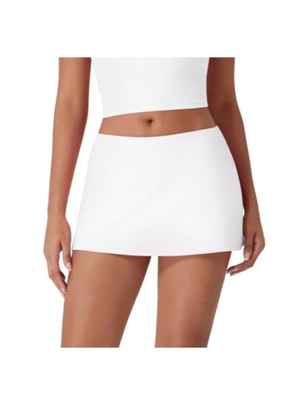 A-Line Mini Skort with Built-in Shorts and Pockets, High Stretch Nylon Spandex,